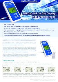 Thumbnail of document Data Sheet - TRED30-16R 30 Day Display Temp. Logger W/ External Probe